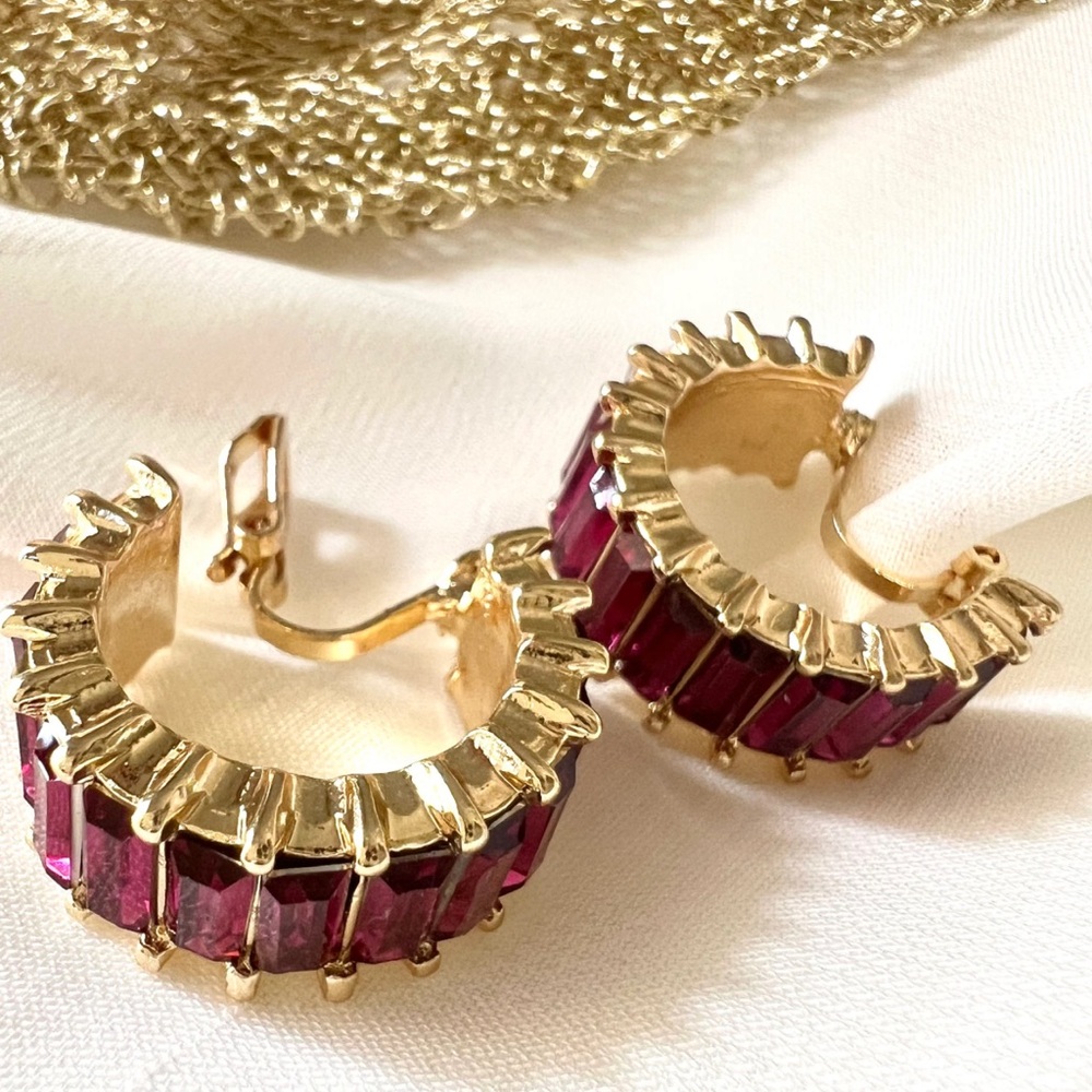 Elegant Gold and Pink Hoop Earrings